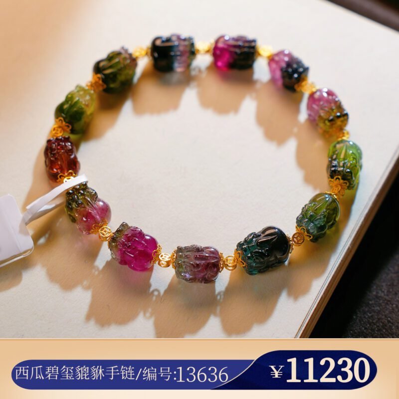 【貔貅碧玺A18】 吞金祥瑞神兽  经典貔貅碧玺手串猫小姐珠宝 - 图片 16