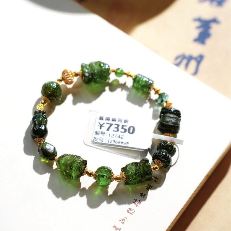 稀有色碧玺多宝猫小姐天然碧玺多宝手串巴西老矿精工雕刻手链A41 - 图片 14