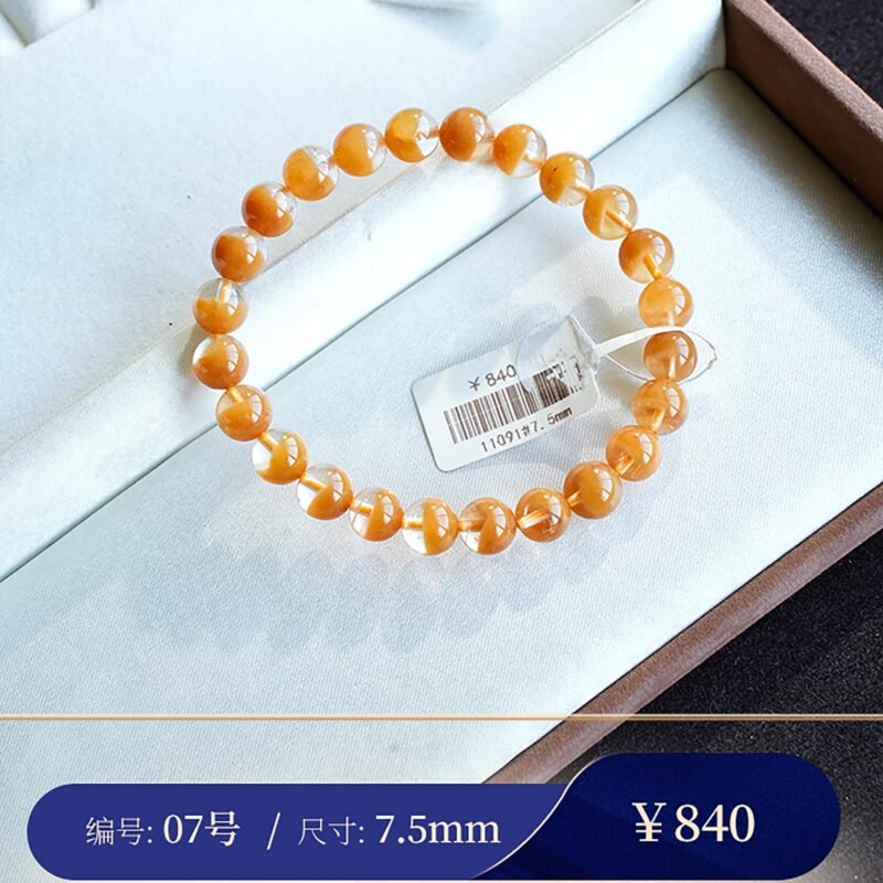 猫小姐珠宝7A天然红兔毛手链女收藏级聚宝盆黄兔毛彩兔毛水晶手串 - 图片 18